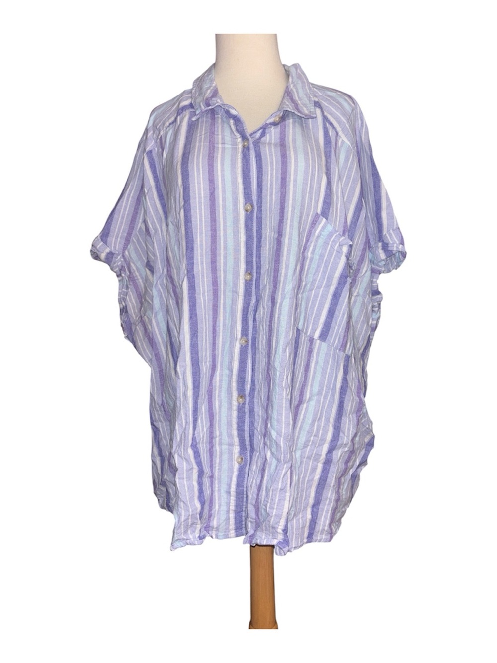 Terra & Sky Lavender and White Striped Button-Down Shirt